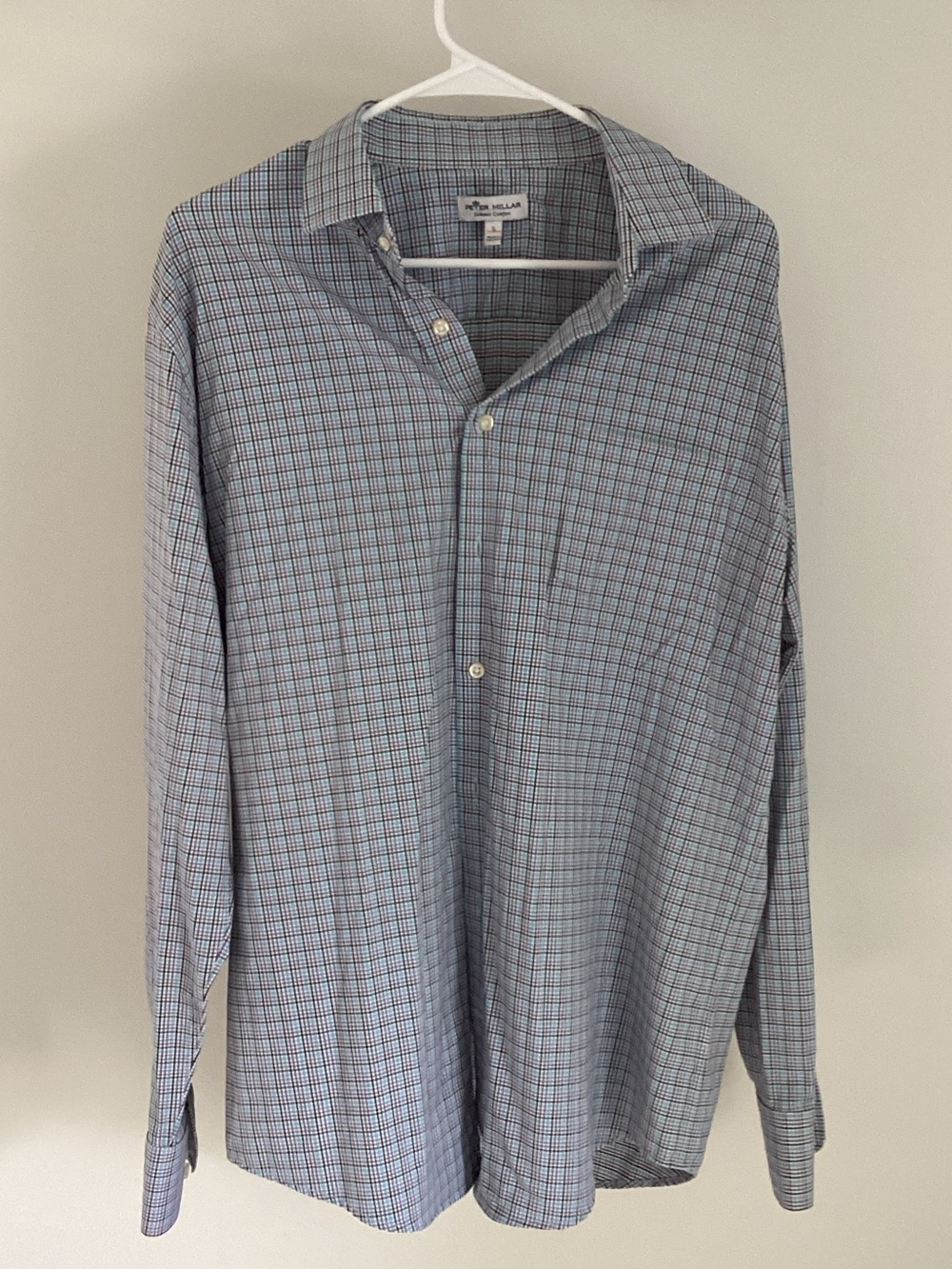 Peter Millar Blue Multi-Check Men's Dress Shirt